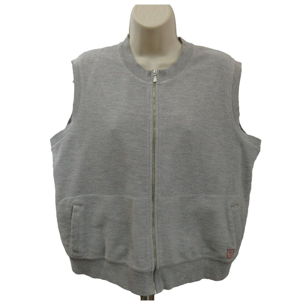 Calvin Klein Jeans Vest Sz XL Full Zip Gray 100% Cotton Sleeveless Front Pockets
